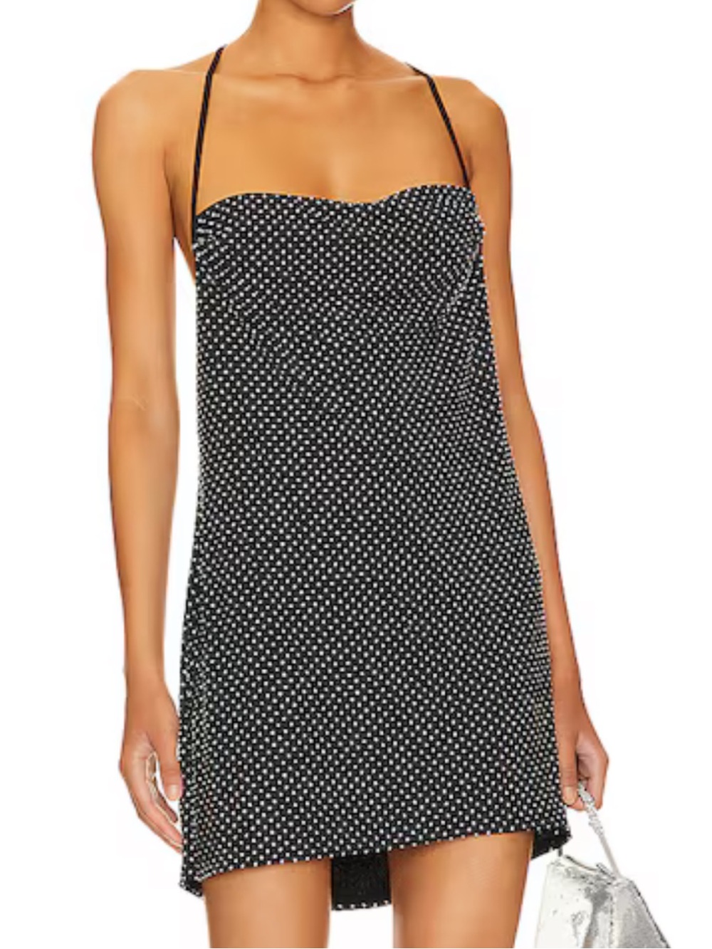 Show Me Your MuMu Suzanna Slip Dress in Black Rhinestone Size S